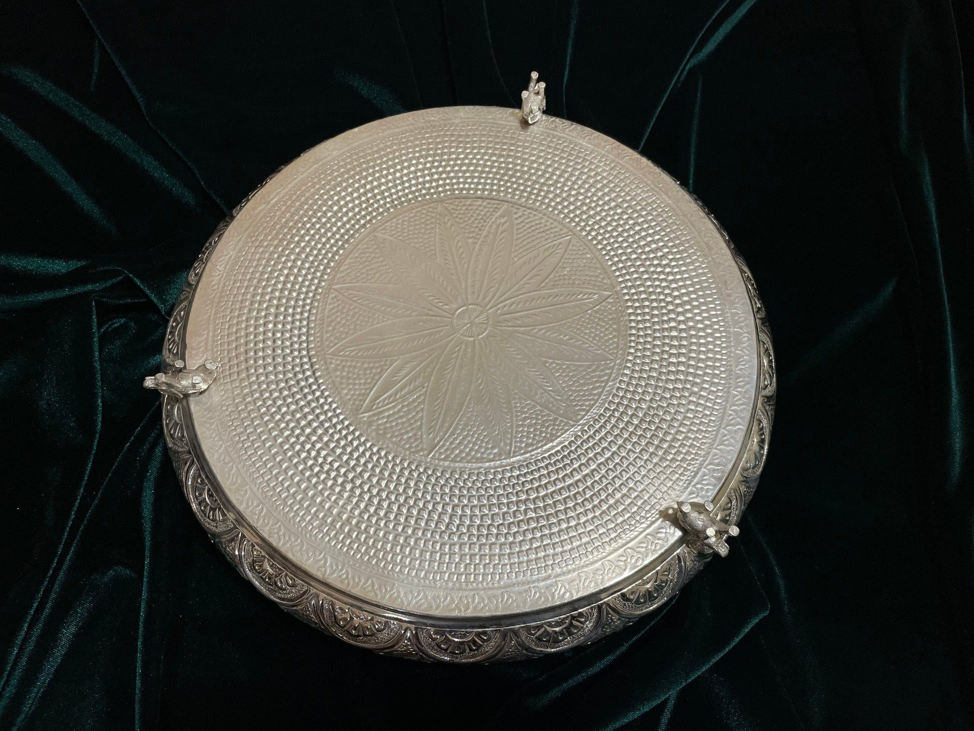Pure Silver pooja thali,pure silver plate,Pure silver articles indian,indian pooja samagri,silver articles,pooja thali plate-NIHIRA