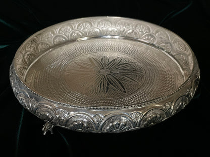 Pure Silver pooja thali,pure silver plate,Pure silver articles indian,indian pooja samagri,silver articles,pooja thali plate-NIHIRA