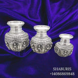 Kalsam in Silver,Lakshmi Kalasam,Pure Silver Ashta Lakshmi Kalash,pooja kalash,silver kalasam,lakshmi Kalasham - NIHIRA - SHABURIS