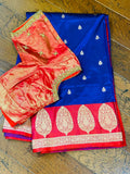 Raw mango saree inspired,Lyte weight blue saree South Indian Sarees,Pure Banaras Sarees,Saree Blouse, handloom saree,blue saree NIHIRA
