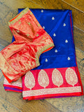 Raw mango saree inspired,Lyte weight blue saree South Indian Sarees,Pure Banaras Sarees,Saree Blouse, handloom saree,blue saree NIHIRA
