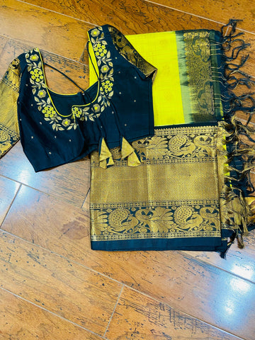 Lyte Weight Pattu Saree blouse -Pattu Blouse -Kuppadam Tissue Pattu Saree blouse -Saree Blouse -Yellow Saree Blouse -Black Blouse-Silk Saree