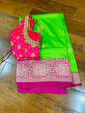 Raw mango saree inspired,Lyte weight Sarees online,South Indian Sarees,Pure Banaras Sarees,Saree Blouse, handloom saree,green saree NIHIRA