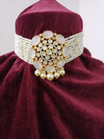 Pearl choker,Pure Silver jewelry Indian, diamond choker set,Sabyasachi style,Indian Bridal,Indian Wedding Jewelry-NIHIRA-SHABURIS