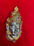 Pure Silver Lakshmi roopu,lakshmi mogum in silver, lakshmi mugam amba mugam,Varalakshmi vratam Ammavari Silver face decoration-5 inch-NIHIRA