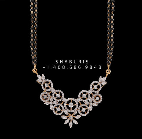 Black diamonds necklace,South Indian Jewelry,Pure silver Mangalsutra pendent,Nallapusalu Pendent,Indian Wedding Jewelry -NIHIRA-SHABURIS