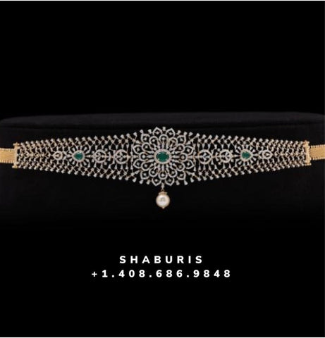Diamond Vaddanam,South Indian Jewelry,Vaddanam,Kids Vaddanam,hip chain,diamond vaddanam,pure Silver indian jewelry - NIHIRA - SHABURIS
