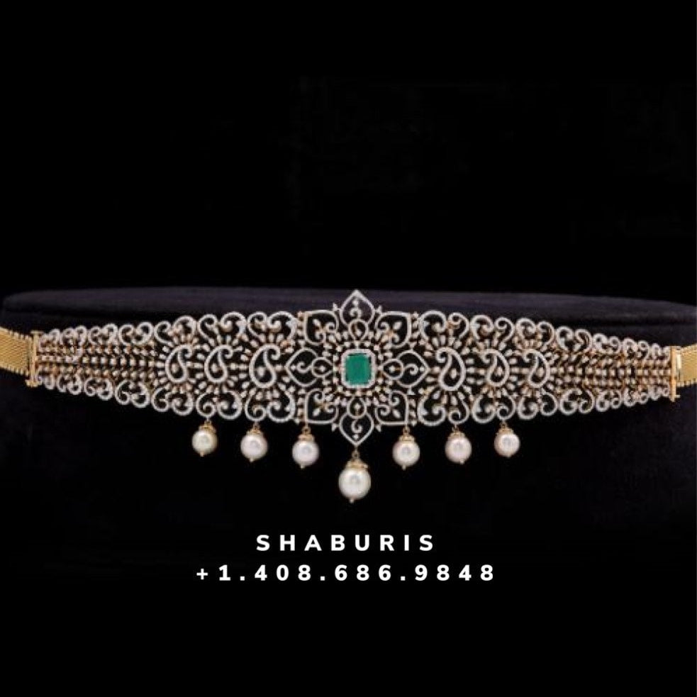 Diamond Vaddanam,South Indian Jewelry,Vaddanam,Kids Vaddanam,hip chain,diamond vaddanam,pure Silver indian jewelry - NIHIRA - SHABURIS