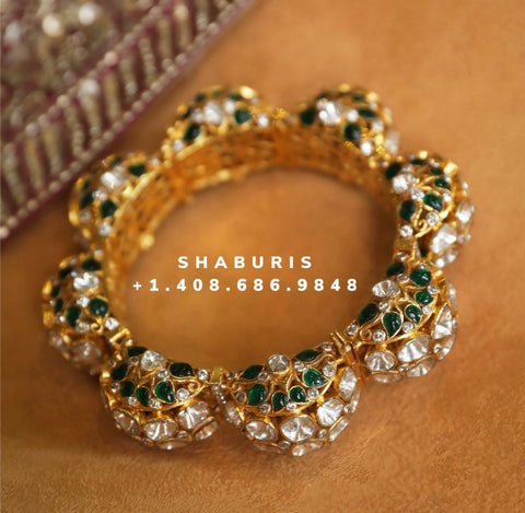 Pacheli Jewelry,Pure Silver Jewelry Indian ,polki bangles,Indian bangles,Indian Bridal,Indian Wedding Jewelry-SHABURIS jewelry