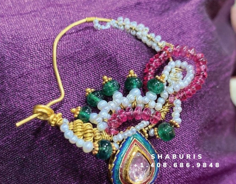 Diamond nose ring nath mukku puduka pure silver jewelry indian jewelry wedding jewelry bridal collection -SHABURIS