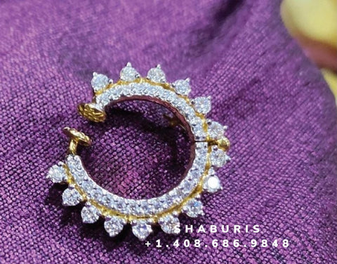 Diamond nose ring nath mukku puduka pure silver jewelry indian jewelry wedding jewelry bridal collection -SHABURIS