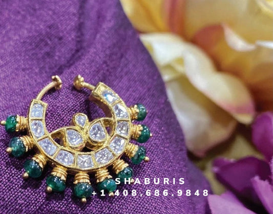 Diamond nose ring nath mukku puduka pure silver jewelry indian jewelry wedding jewelry bridal collection -SHABURIS