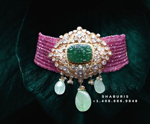 Polki Jewelry,Pure Silver Jewellery Indian ,polki necklacd,Navaratan Necklace,Indian Bridal,Sabyasachi Jewelry inspired NIHIRA-SHABURIS