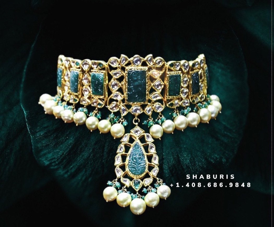 Polki Jewelry,Pure Silver Jewellery Indian ,polki necklacd,Navaratan Necklace,Indian Bridal,Sabyasachi Jewelry inspired NIHIRA-SHABURIS