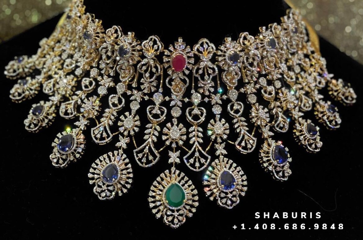 Diamond necklace,Pure silver polki choker Indian necklace ,maang tikka sabyasachi jewelry inspired Shaburis