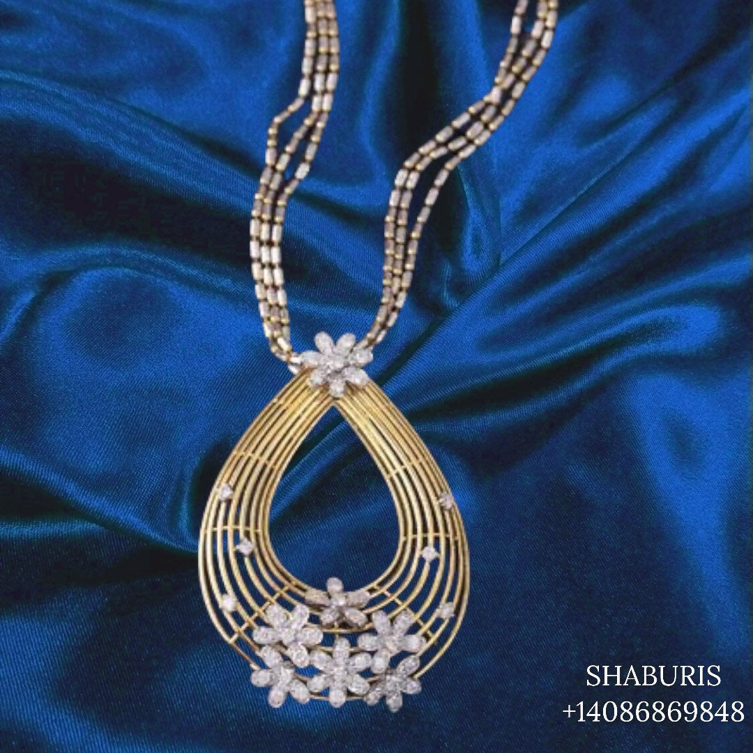 Diamond pendent Pure Silver jewelry Indian ,diamond Necklace,Indian Necklace,swarovski diamond pendent,diamond set-NIHIRA-SHABURIS