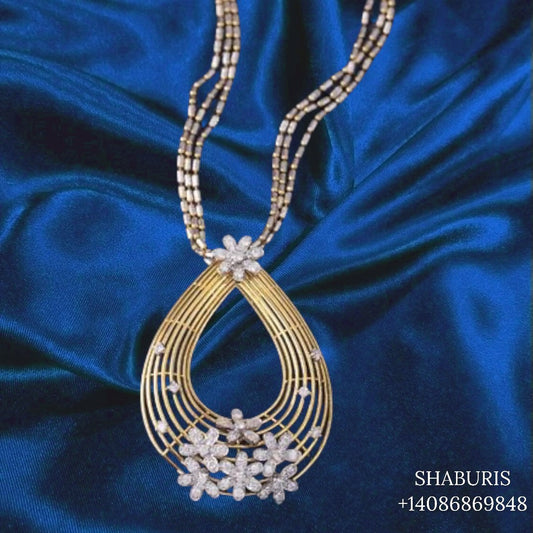 Diamond pendent Pure Silver jewelry Indian ,diamond Necklace,Indian Necklace,swarovski diamond pendent,diamond set-NIHIRA-SHABURIS
