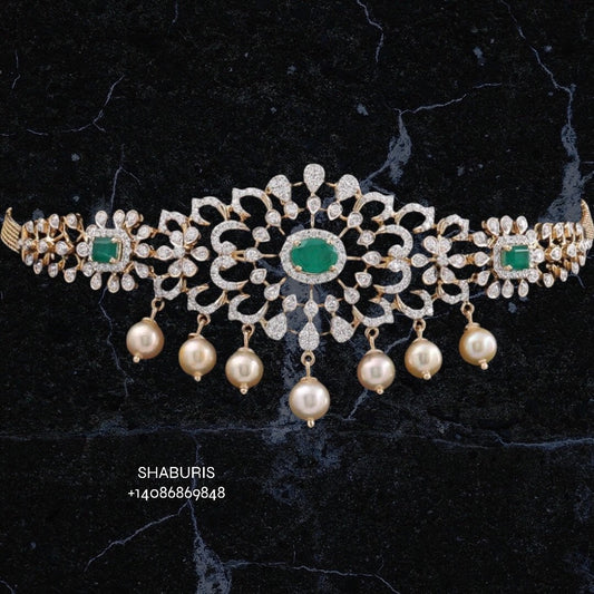 Silver jewelry,diamond necklace bhajubandh vanki  south sea pearl indian jewelry kids jewelry simple party wear choker indian
