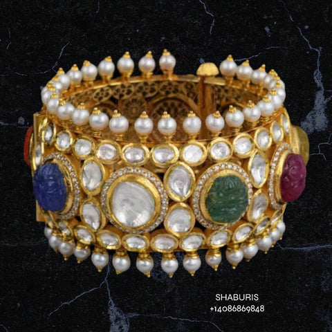 Navaratan Jewelry,Pure Silver Jewelry Indian ,polki bangles,Indian bangles,Indian Bridal,Indian Wedding Jewelry-SHABURIS jewelry