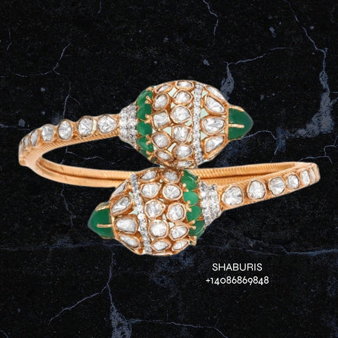 Diamond bangle,Pure Silver Jewelry Indian ,polki bangles,Indian bangles,Indian Bridal,Indian Wedding Jewelry-SHABURIS jewelry