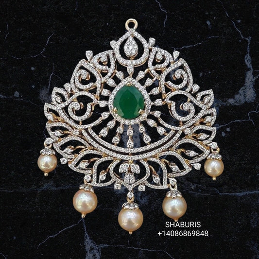 Diamond pendent Pure Silver jewelry Indian ,diamond Necklace,Indian Necklace,swarovski diamond pendent,diamond set-NIHIRA-SHABURIS