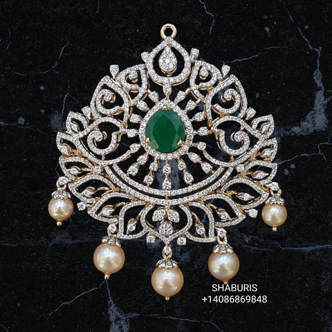Diamond pendent Pure Silver jewelry Indian ,diamond Necklace,Indian Necklace,swarovski diamond pendent,diamond set-NIHIRA-SHABURIS