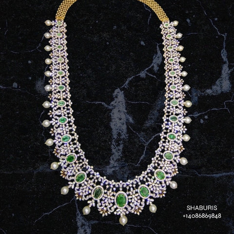 Diamond Choker Pure Silver jewelry Indian ,diamond Necklace,Indian Necklace,Indian Bridal,Indian Wedding Jewelry-NIHIRA-SHABURIS