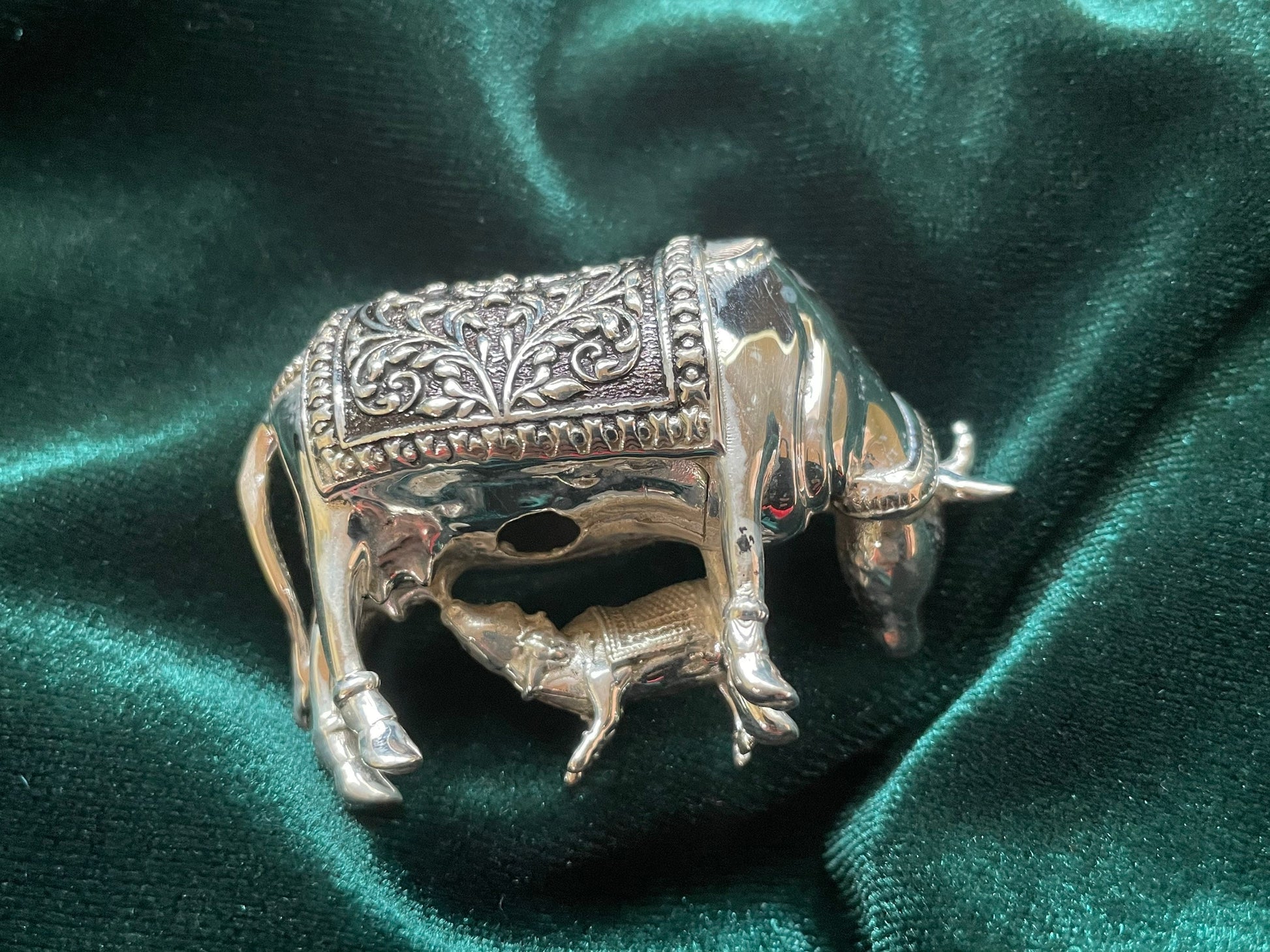 Pure silver cow with calf,pure silver return gift,baby shower gifts,indian gifts silver,pure silver cow,house warming silver cow-NIHIRA