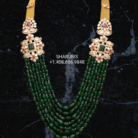 Emerald beads moissanites pearls emerald beads 22kt gold plated jewelry indian ,925 silver jewelry,sterling silver jewelry -SHABURIS