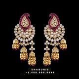 Red PAISLEY JHUMKI - Pure silver and Rose Cut (Chakri) silver jewelry indian jewelry polki jhumki earrings polki earrings - SHABURIS