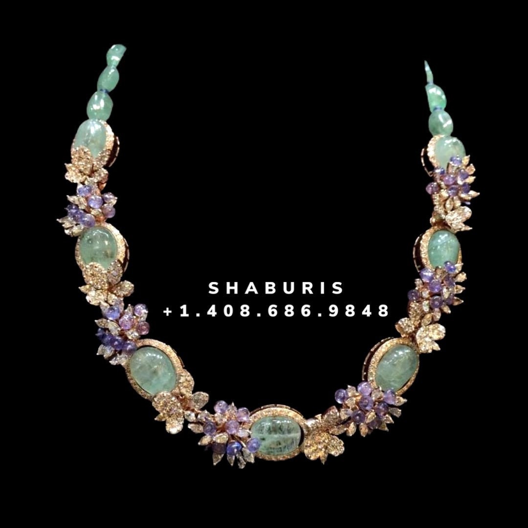 Tanzanite Necklace,polki necklace indian pure silver jewelry,Indian Bridal,Indian Wedding Jewelry-NIHIRA-SHABURIS