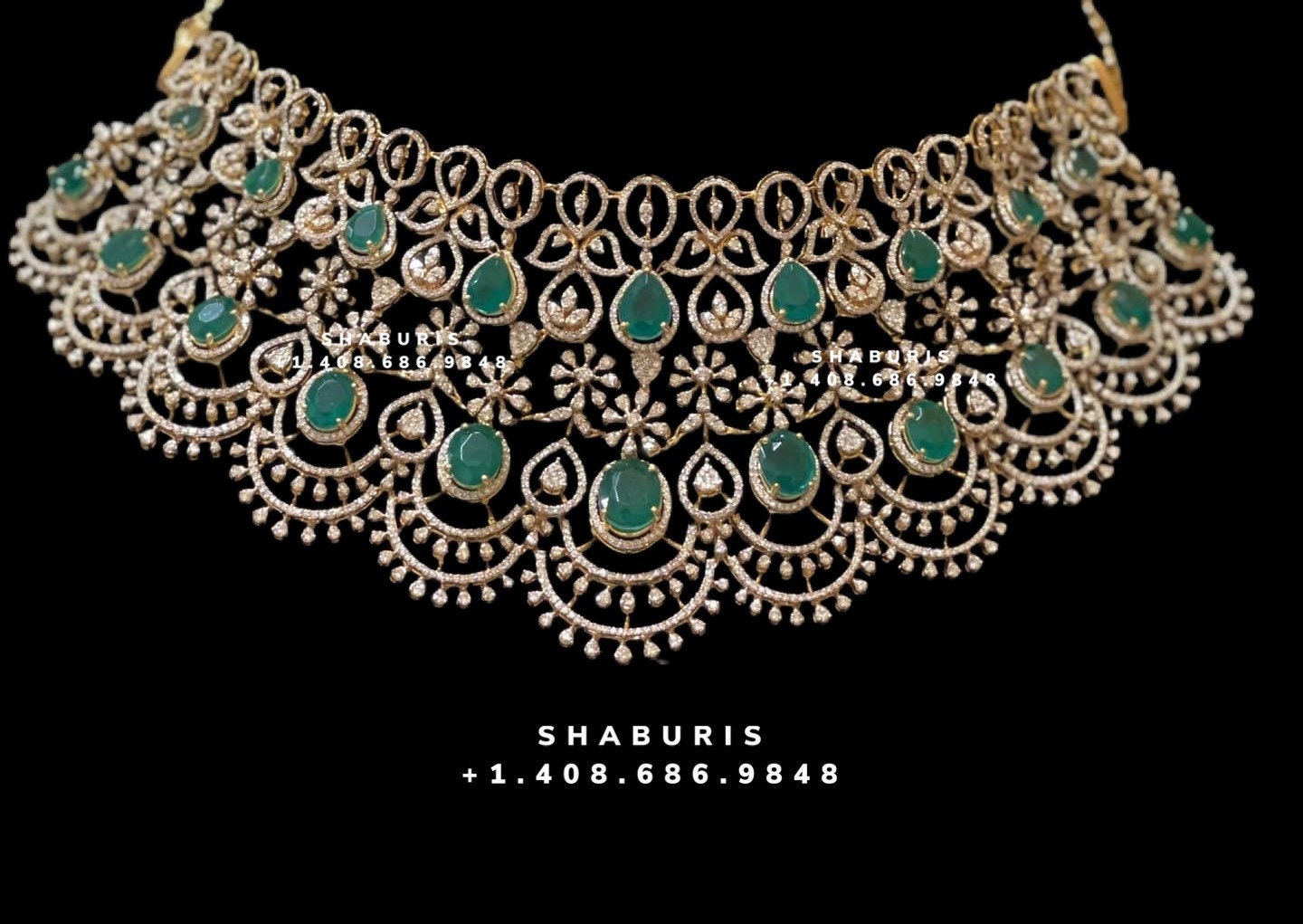 Diamond Choker Pure Silver jewelry Indian ,diamond Necklace,Indian Necklace,Indian Bridal,Indian Wedding Jewelry-NIHIRA-SHABURIS