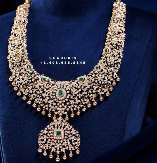 Diamond Choker Pure Silver jewelry Indian ,diamond Necklace,Indian Necklace,Indian Bridal,Indian Wedding Jewelry-NIHIRA-SHABURIS