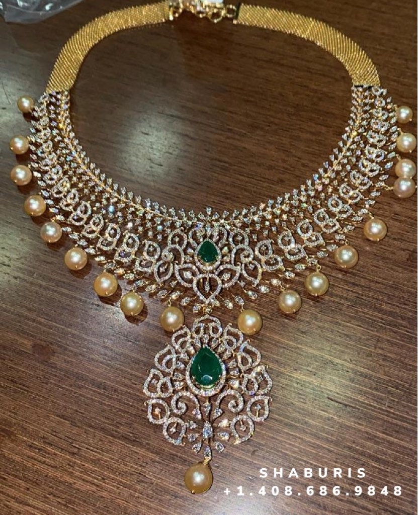 Diamond Choker Pure Silver jewelry Indian ,diamond Necklace,Indian Necklace,Indian Bridal,Indian Wedding Jewelry-NIHIRA-SHABURIS