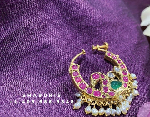 Diamond nose ring nath mukku puduka pure silver jewelry indian jewelry wedding jewelry bridal collection -SHABURIS