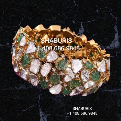 Polki bangles polki Jewelry,Pure Silver Jewellery Indian ,diamond bangles kundan jewelry,south indian bridal jewelry-NIHIRA-SHABURIS