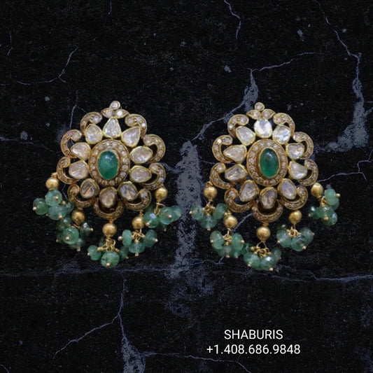 Emerald jewelry,moissanite Jhumka Jewelry Designs,South Indian Jewelry,Jhumka Earrings,Jhumki,latest indian jewellery Designs -NIHIRA