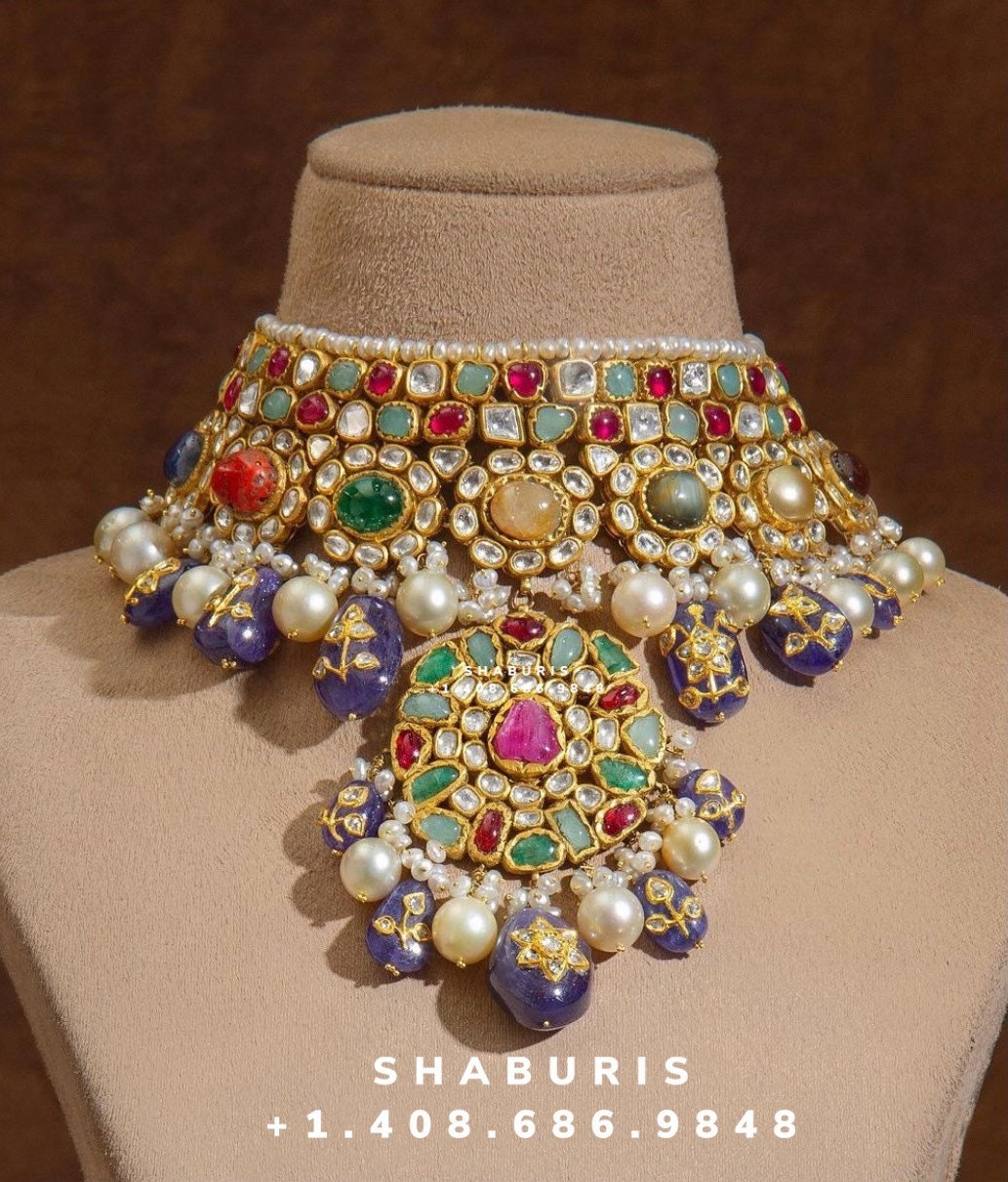 Polki Jewelry,Pure Silver Jewellery Indian ,polki necklacd,Navaratan Necklace,Indian Bridal,Sabyasachi Jewelry inspired NIHIRA-SHABURIS