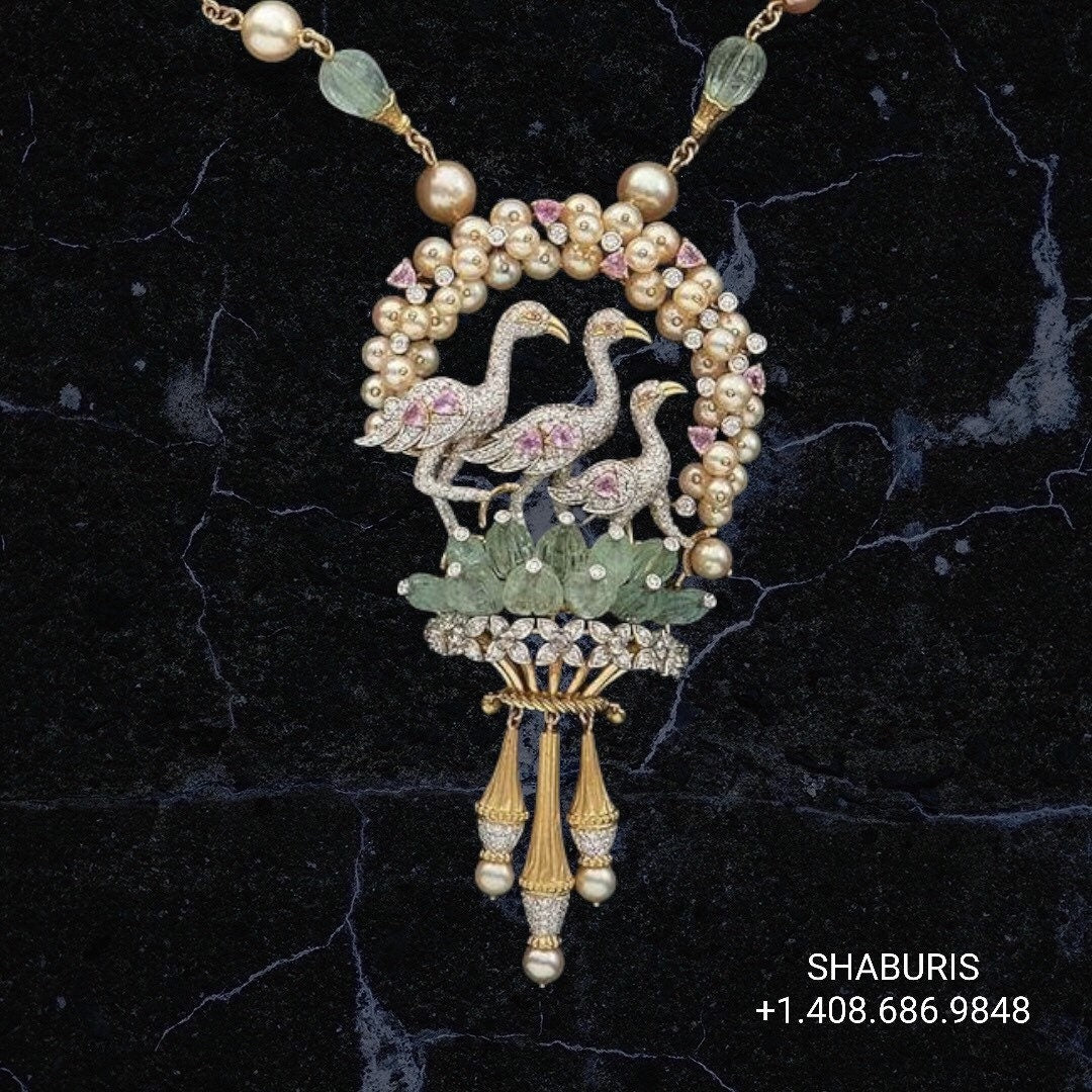 Polki set, Moissanite Jewelry indian gold jewelry designs polki bridal sets polki pendant beaded jewelry sets pearl jewelry sets - SHABURIS