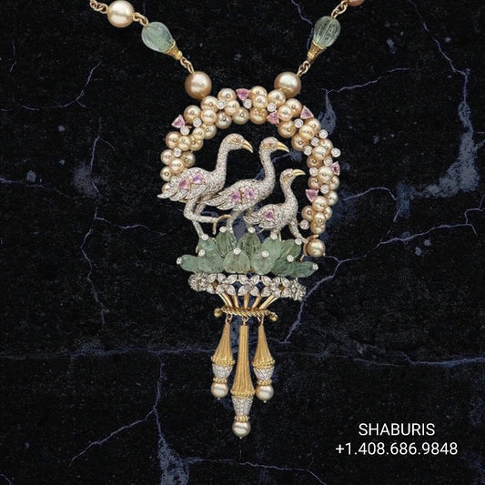 Polki set, Moissanite Jewelry indian gold jewelry designs polki bridal sets polki pendant beaded jewelry sets pearl jewelry sets - SHABURIS
