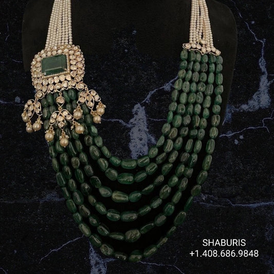 Emerald necklace,Pure Silver Jewellery Indian ,simple Necklace,rubies,Indian party wear jewelry,Indian kids Jewelry-NIHIRA-SHABURIS