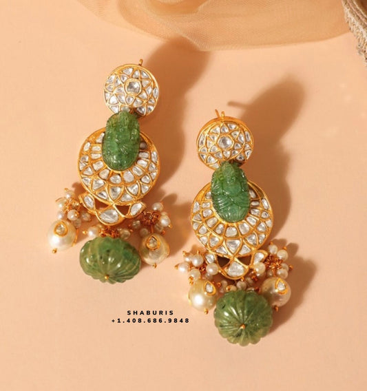 Polki Jewelry,South Indian Jewelry,blue saphire,diamond jewelry,moissanite earrings pure silver jewelry online designs - SHABURIS