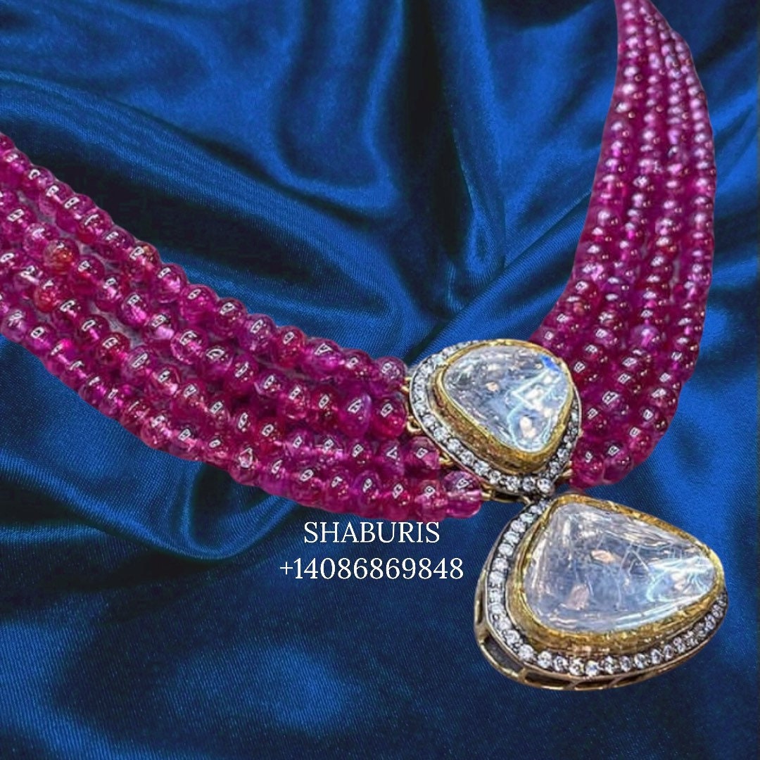 Burmese ruby necklace Pure Silver jewelry south sea pearl Necklace,Indian Necklace,diamond necklace,diamond haram-NIHIRA-SHABURIS