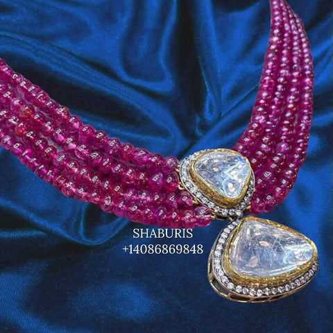 Burmese ruby necklace Pure Silver jewelry south sea pearl Necklace,Indian Necklace,diamond necklace,diamond haram-NIHIRA-SHABURIS