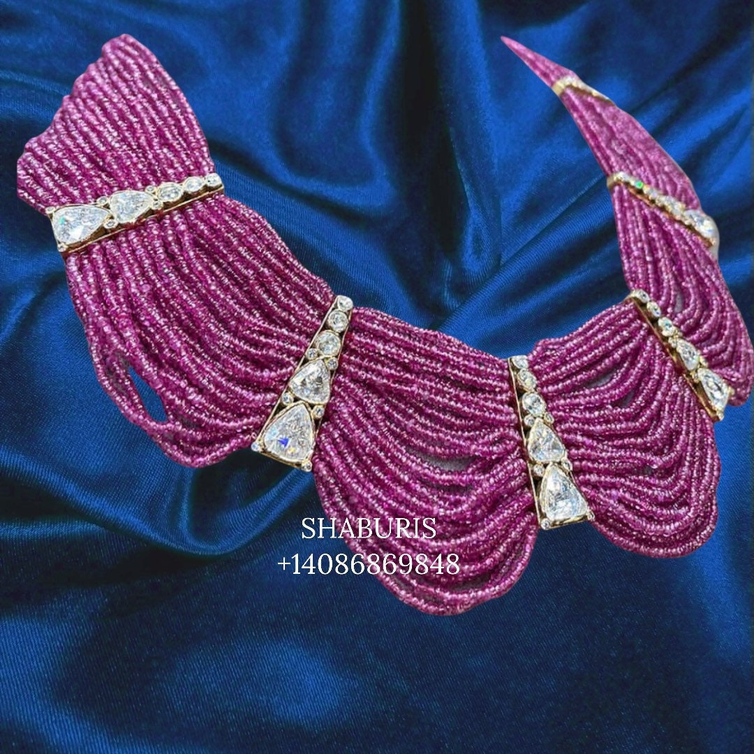 Burmese ruby necklace Pure Silver jewelry south sea pearl Necklace,Indian Necklace,diamond necklace,diamond haram-NIHIRA-SHABURIS