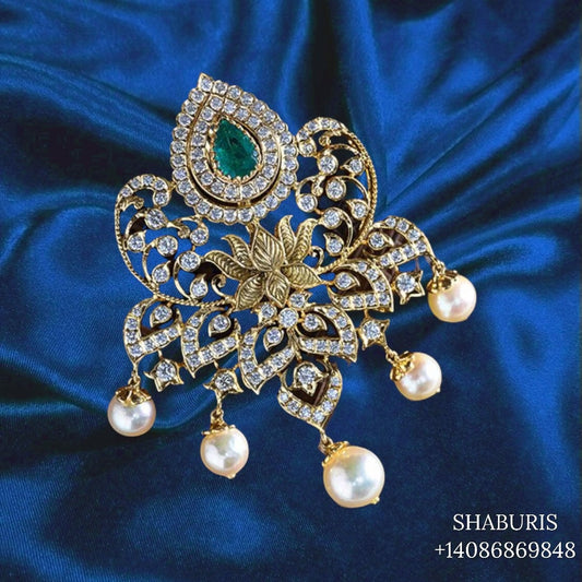 Diamond pendent Pure Silver jewelry Indian ,diamond Necklace,Indian Necklace,swarovski diamond pendent,diamond set-NIHIRA-SHABURIS