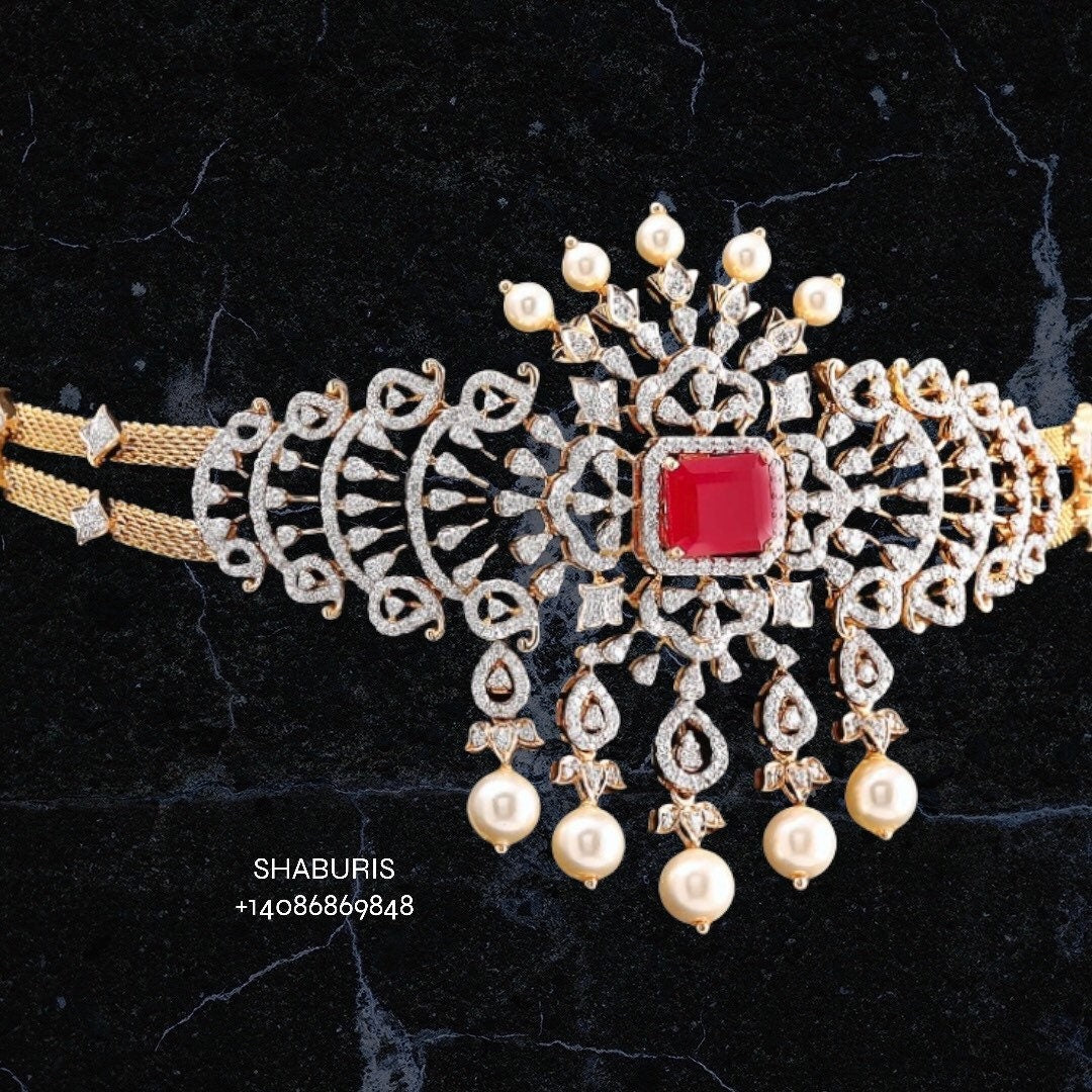 Silver jewelry,diamond necklace bhajubandh vanki  south sea pearl indian jewelry kids jewelry simple party wear choker indian
