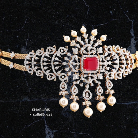 Silver jewelry,diamond necklace bhajubandh vanki  south sea pearl indian jewelry kids jewelry simple party wear choker indian