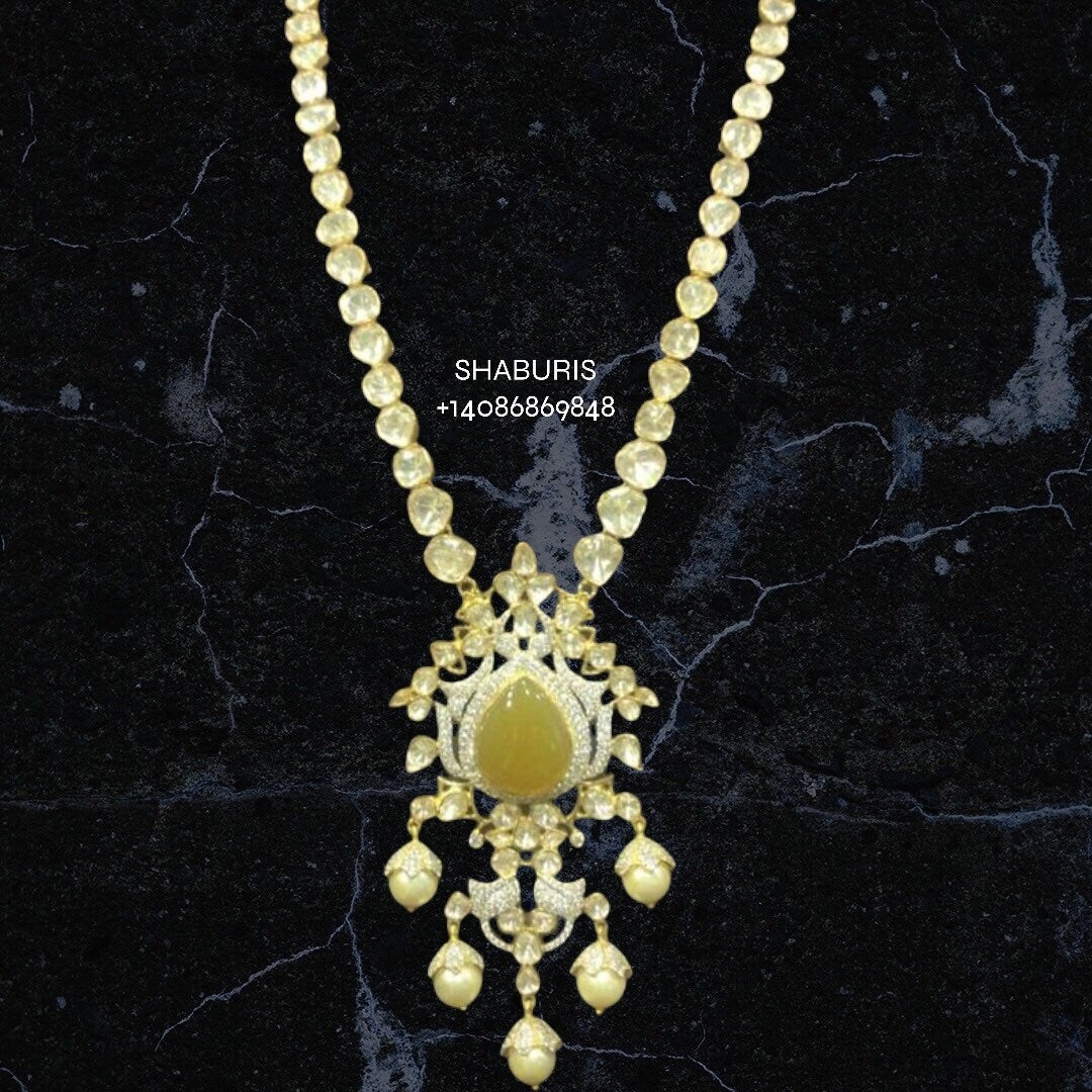 Moissanite jewelry pure silver polki pendant 22kt gold jewelry plated indian jewelry silver jewelry 925 silver pure silver jewelry -SHABURIS
