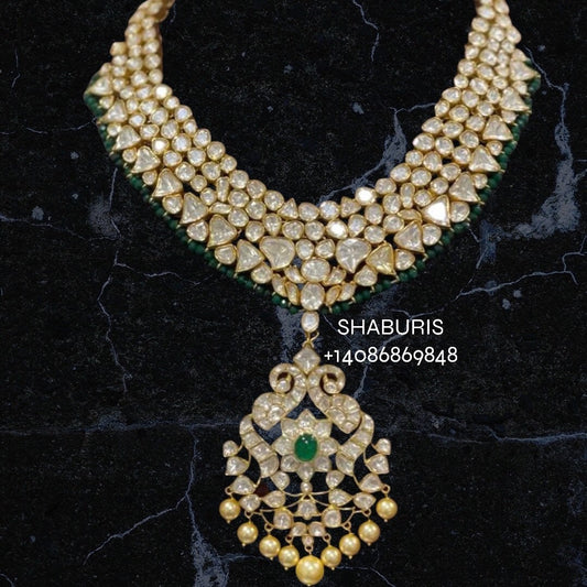 Silver jewelry,polki necklace morganites south sea pearl indian jewelry statement jewelry simple party wear choker indian